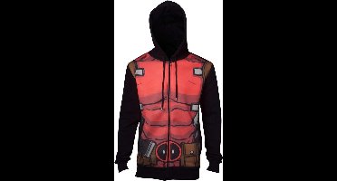 Deadpool - Sublimated heren unisex hoodie vest met capuchon zwart/rood - XL