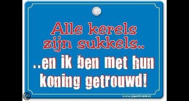 Metal Slogan - Spreukenbord - Tekst Bord - Alle kerels zijn sukkels.. ..en ik ben met hun koning getrouwd!