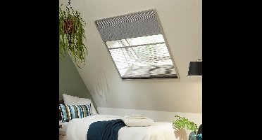 Bruynzeel Duo-plissé voor dakraam 77x180 aluminium - Hor en verduistering in 1