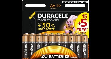 Duracell Plus Power AA Alkaline Batterijen 15+5 Stuks