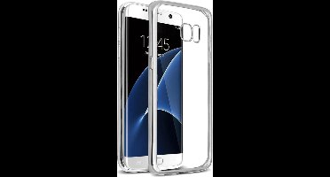 Hoesje geschikt voor Samsung Galaxy S7 Edge - Siliconen Zilveren Bumper Electro Plating met Transparante TPU Hoesje (Silver Silicone Hoesje / Cover)