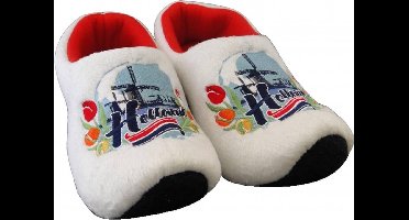 Witte Klompsloffen Holland Rode Tulp - Maat 16-19