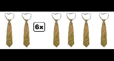 6x Stropdas hologram glitter goud