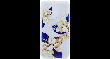 Shop4 - LG K4 (2017) Hoesje - Zachte Back Case Witte Bloemen Transparant