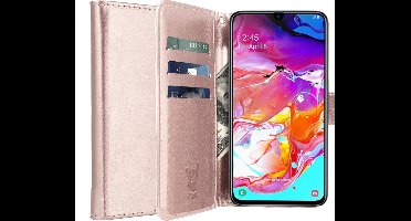 Hoesje geschikt voor Samsung Galaxy A70 - Book Case Kunstleer Pasjeshouder Rosegoud