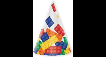 Witbaard Feesthoedjes Block Party Junior Karton 16 Cm 8 Stuks