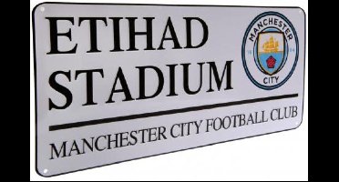Manchester City - Plaat - Etihad Stadium - Wit - 18 x 40 cm