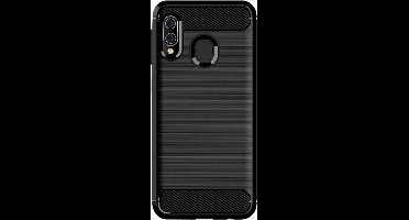 Shop4 - Geschikt voor Samsung Galaxy A20e Hoesje - Zachte Back Case Brushed Carbon Zwart
