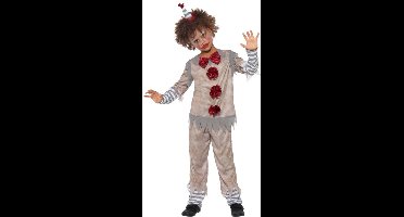 Smiffys - Vintage Clown Boy Kinder Kostuum - Kids tm 6 jaar - Grijs/Rood
