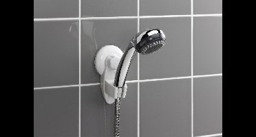 Handdouchehouder kunststof met zuignap wit