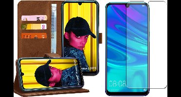 Hoesje geschikt voor Huawei P Smart 2019 - Book Case Kunstleer Wallet Bruin + Screen Protector Glas