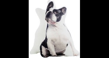 Fisura Kussen 3d French Bulldog 39 X 58 Cm Suède Wit/zwart