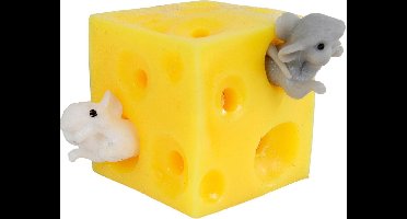 Toys Amsterdam Knijpkaas Met Twee Muizen Junior 5 Cm Siliconen Geel
