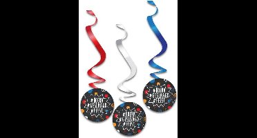 HAZA HOERA GESLAAGD FEEST DECORATIE / GESLAAGD / 3x SWIRL HANG DECORATIE