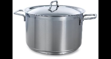 BK Gastronome RVS Inductie Soeppan 24cm - 6L - Inductie pan - Ovenbestendig tot 230°C - Vaatwasserbestendig - met RVS deksel - maatverdeling - zonder antiaanbaklaag