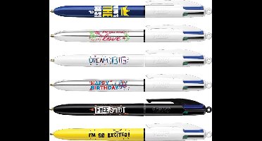 Balpen Bic 4kleuren medium Hydro ass | 30 stuks