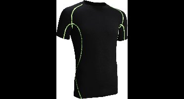 Avento Compressieshirt Korte Mouw Comfort - Mannen - Zwart/Fluorgeel - Maat M