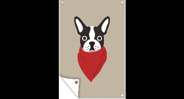 Tuindecoratie Kinderillustratie hond met bandana - 40x60 cm - Tuinposter - Tuindoek - Buitenposter