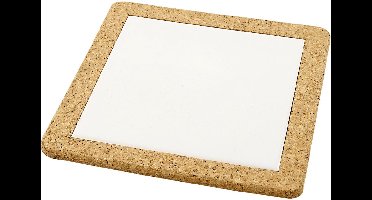 Onderzetter met lijst van kurk, afm 19x19x1,1 cm, wit, 10 stuk/ 1 doos