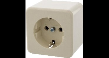 Berker Opbouw Stopcontact met Randaarde - 1-voudig - Crème