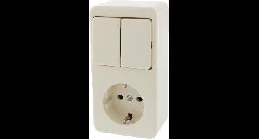 Berker Opbouw Combinatie - Serieschakelaar en Stopcontact met Randaarde - Crème