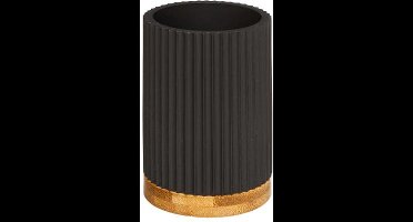 Lineaire reliëf stenen tandenborstelhouder - Overig - Zwart - Zwart - SILUMEN