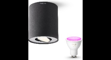 Philips Hue Pillar Opbouwspot (Zwart) - Wit en Gekleurd Licht - Plafondspot met 1 Lichtpunt - GU10 - Hue White and Color Ambiance