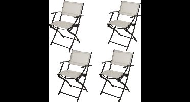 Pro Garden Vouwstoel/ Klapstoel/ Tuinstoel/ Campingstoel - met armleuning - 54X56X83.5cm - Wit - 4 STUKS