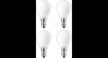 4 stuks | Philips LED kogellamp 4.3W 470lm 2700K Mat Niet-Dimbaar P45 | E14 | Extra Warm Wit | 4.3 watt | 15.000 Branduren