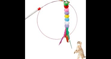 Speelgoed Stok hengel-Kattenspeelgoed-Kat Spelen Wand Met Veer- Teaser Regenboog-Kitten Speelgoed