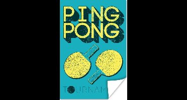 Poster "Ping pong tournament" met een blauwe achtergrond - 20x30 cm