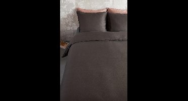 vtwonen Earth Dekbedovertrek - Tweepersoons - Katoen satijn - 200x220 cm - Donker Bruin