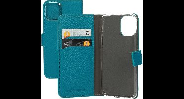 Mobiparts hoesje geschikt voor Apple iPhone 11 Pro - Saffiano Wallet/Portemonnee hoesje - Magneet Sluiting - 3 Opbergvakken - Blauw Turquoise