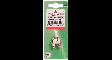Staaldraadklem. 5mm. R.V.S-A4. Deltafix.