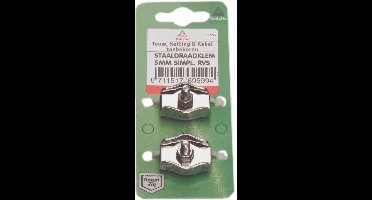 Staaldraadklem. 4mm. Simplex. R.V.S-A4. Deltafix. 2 stuks.