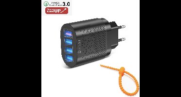 Colorful Sun® USB snel lader - Quick Charger 3.0 - Gratis kabel-organizer - 1 stuk - USB stekker - USB Lader - Oplader voor Smartphones en Tablets - Thuislader - Universele Adapter met 4 usb poorten - telefoonstekker