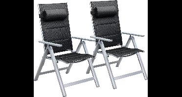 Casaria Tuinstoel Aluminium - 2 stuks Inklapbaar - Zilver