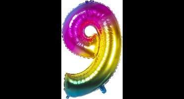 Cijferballon 9 Regenboog 32inch