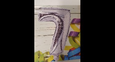 cijfer 7 ballon zilver met roze ster 40 cm kindercrea