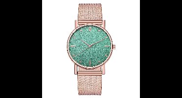 Modern Dames Horloge Rosé & Groen • Fashion • Rosegold • Roze • Zwart • Zilver • Rood • Blauw • Groen