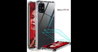 Hoesje Geschikt Voor Samsung Galaxy A71 5G siliconen Hoesje - Extra Stevige Randen -Hoesje Dun TPU Transparant / Galaxy A71 5G 2X screenprotector tempered glass