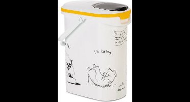 Curver Voedselcontainer Hond - 10L - 4KG - 19x30x35cm - Wit/Geel/Zwart
