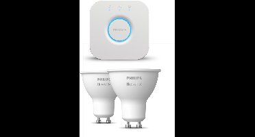 Philips Hue Starterspakket - GU10 - met 2 Spotjes - Warmwit Licht - Incl. 1 Hue Bridge - Hue White