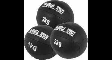 Gorilla Sports Medicijn Bal set van 3 - 6 kg - 1, 2 en 3 kg - Medicine ball - Trainingsballen - Leer