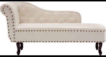 vidaXL - Chaise - longue - kunstleer - crèmewit