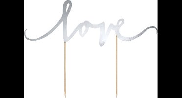 PartyDeco Cake Topper Love Zilver