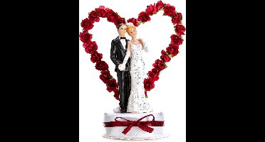 PartyDeco Cake Topper Pasgetrouwd Wit/Dieprood