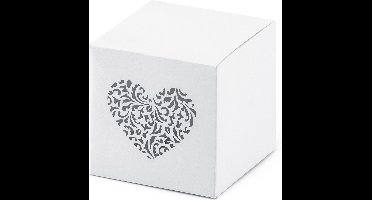 PartyDeco - Bedank doosje hart wit (10st)