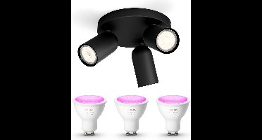 Philips Hue Pongee Opbouwspot (Zwart) - Wit en Gekleurd Licht - Plafondspot met 3 Lichtpunten - GU10 - Hue White and Color Ambiance