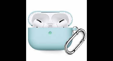 Hoesje Geschikt voor Apple Airpodss Pro Soft Silicone Hoesje Met sleutelhanger - Licht Blauw